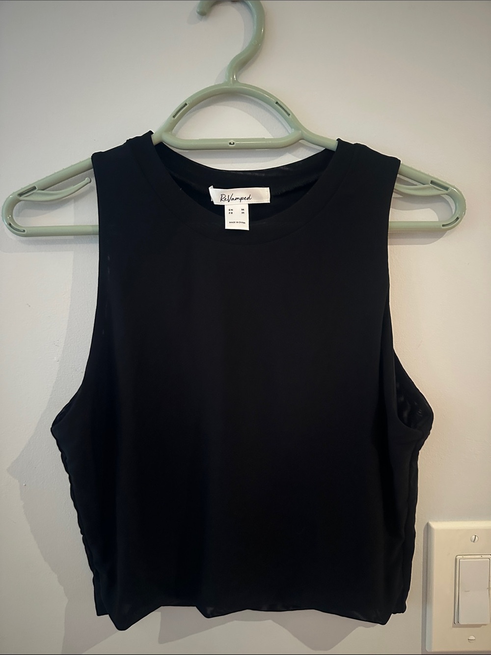 Revamped Black Cropped Muscle Tank